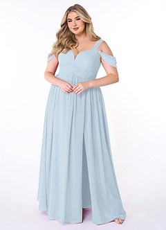 Azazie Lianne Vestidos de damas de honor Vestido de Neblina de Gasa de Corte en A con Vestidos sin tirantes image8