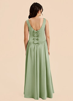 Azazie Drew Junior Dusty Sage A-Line Pleated Stretch Satin Dress image2