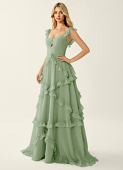 Mirabelle Light Green Chiffon Corset Lace Up Back Ruffled Prom Dress image1