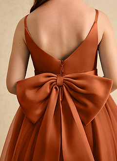 Azazie Patootie Final Sale Agave A-Line Spaghetti Strap Tulle Dress image6