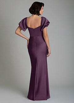 Azazie Lea Bridesmaid Dresses Plum Mermaid Off the Shoulder Stretch Satin Convertible Dress image2