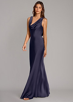 Azazie Cheryl Bridesmaid Dresses Stormy Mermaid Stretch Satin Dress image3