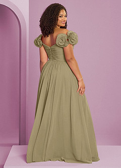 Barbie ♥ Azazie Vestidos de damas de honor Vestido de Musgo Verde de Gasa de Corte en A Convertible con Vestidos sin tirantes image10
