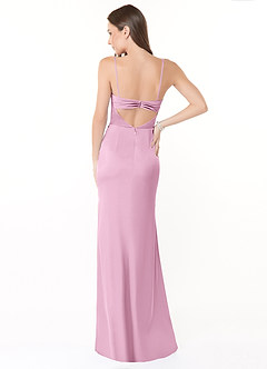Azazie Leonis Bridesmaid Dresses Candy Pink Mermaid Pleated Stretch Satin Convertible Dress image3