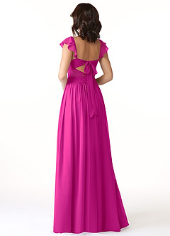 Azazie Lissa Jurken voor bruidsmeisjes Jurk van Chiffon met A-Lijn Kant Fuchsia image5