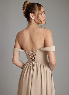 Azazie Caterina Brautjungfernkleider A-Linie Korsett Chiffon Kleid Taupe image7