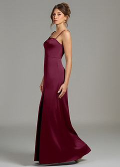 Azazie Clarke Robes de demoiselle d'honneur Robe Trapèze en Satin extensible Fente Latérale Mûre image3