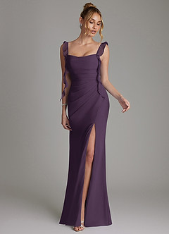 Azazie Jessamine Bridesmaid Dresses Plum Mermaid Corset Chiffon Dress image4