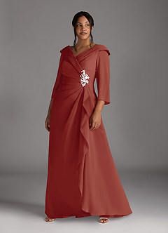 Azazie Jaycee Mother of the Bride Dresses Terracotta A-Line Chiffon Dress image7