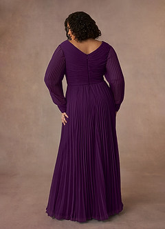 Azazie Zina Mother of the Bride Dresses Grape A-Line Pleated Chiffon Dress image8
