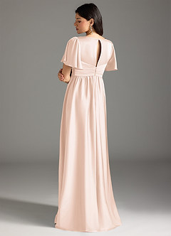 Azazie Verna Maternity Bridesmaid Dresses A-Line Ruched Stretch Satin Floor-Length Dress image2