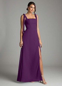 Azazie Debra Bridesmaid Dresses Grape A-Line with Pockets Chiffon Convertible Dress image1