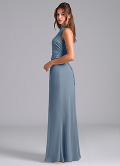 Azazie Evadne Robes de demoiselle d'honneur Robe Trapèze en Mousseline de soie Plissée Violet Crépusculaire image6