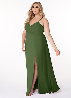 Azazie Everleigh Bridesmaid Dresses Olive A-Line Sweetheart Pleated Chiffon Dress image11