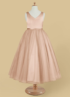 Azazie Marybell Flower Girl Dresses English Rose A-Line Bow Tulle Dress image5