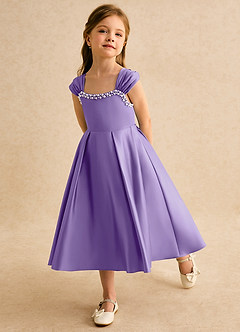 Azazie Yosemite Flower Girl Dresses Tahiti Ball-Gown Sweetheart Neckline Matte Satin Dress image6