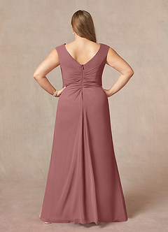 Azazie Sally Mother of the Bride Dresses Desert Rose A-Line V-Neck Pleated Chiffon Dress image7