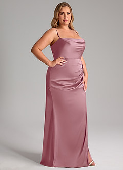 Azazie Leonis Bridesmaid Dresses Vintage Mauve Mermaid Pleated Stretch Satin Convertible Dress image15
