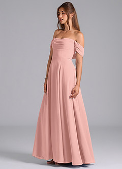 Azazie Almina Bridesmaid Dresses Rosette A-Line Off the Shoulder Chiffon Convertible Dress image6
