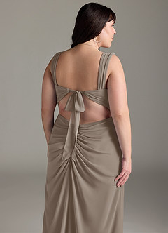 Azazie Jesaphine Bridesmaid Dresses Taupe Sheath Bow Chiffon Dress image14