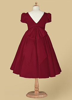 Azazie Juno Flower Girl Dresses Burgundy A-Line Sweetheart Neckline Matte Satin Dress image7