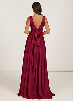 Azazie Gertrude Bridesmaid Dresses Burgundy A-Line Lace Chiffon Dress image2
