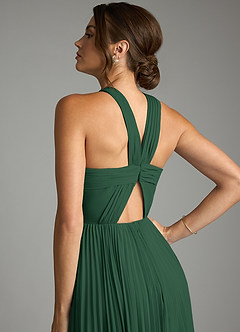 Azazie Afra Abiti da Damigella Abito A-Line in Chiffon Plissettato Verde Scuro image6
