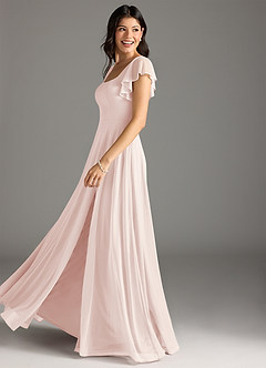 Azazie Bondi Bridesmaid Dresses Rose Petal A-Line Ruched Mesh Dress image7