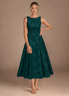 Azazie Fulton vestidos de madre de la novia Vestido de Pino de Devorado Floral de Corte En A con Plisado image4