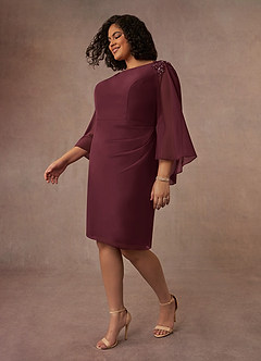 Azazie Carmela Mother of the Bride Dresses Cabernet Sheath Lace Chiffon Dress image2