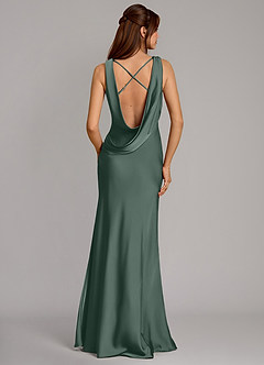 Azazie Cheryl Bridesmaid Dresses Sea Moss Mermaid Stretch Satin Dress image5