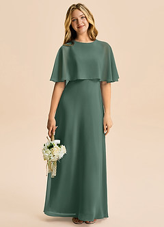 Azazie Maris Junior Abito A-Line in Chiffon Muschio Marino image5