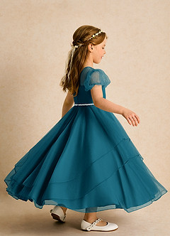 Azazie Duckie Flower Girl Dresses Ink Blue Ball-Gown Pleated Tulle Dress image2