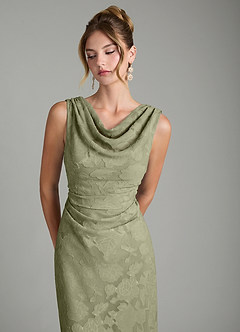 Azazie Kieryn Bridesmaid Dresses Pistachio Mermaid Pleated Floral Burnout Dress image11