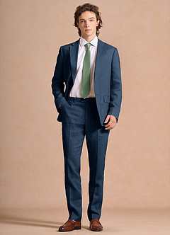 front Harrison Dunkelmarine Anzug aus 100 % Leinen