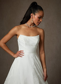 Azazie Kandice Wedding Dresses Diamond White Ball-Gown Floral Jacquard Dress image7