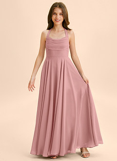 Azazie Kady Junior Linia A Dekolt w kształcie serca Szyfon Długość podłogi Młodsza druhna Sukienka image3