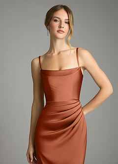 Azazie Leonis Bridesmaid Dresses Cedar Rose Mermaid Pleated Stretch Satin Convertible Dress image3