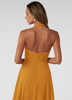 Azazie Tessie Jurken voor bruidsmeisjes Jurk van Chiffon met A-Lijn Geplooid Boterbabbelaar image4