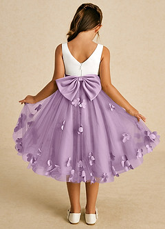 Azazie Sprout Robe Demoiselle D'honneur Fillette Robe Trapèze en Tulle Arc Glycine image1