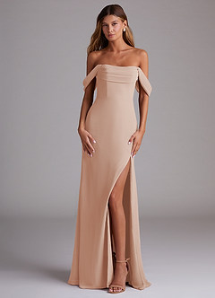 Azazie Saige Bridesmaid Dresses English Rose A-Line Off the Shoulder Chiffon Convertible Dress image1