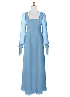 Azazie Leonia Junior Steel Blue A-Line with Pockets Chiffon Dress image7