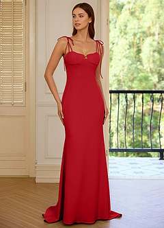 Thalassa Wiśniowo Czerwony Suknia balowa z dekoltem oceanicznym i sznurowaniem image3