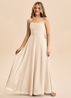 Azazie Bear Junior White Alabaster A-Line Pleated Chiffon Dress image4