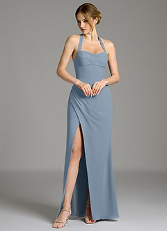 Azazie Serenity Bridesmaid Dresses Dusty Blue Mermaid Sweetheart Neckline Chiffon Dress image4