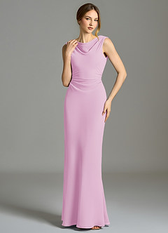 Azazie Kieryn Vestidos de damas de honor Vestido de Rosa Caramelo de Gasa de Corte Sirena con Plisado image4