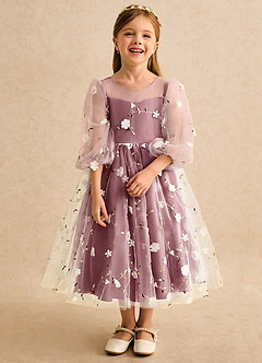 Azazie Elowen Flower Girl Dresses Merlot A-Line Sweetheart Neckline Lace Dress image5