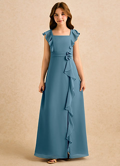 Azazie Soso Girls Formal Flower Girl Klänningar Klänning A-Line i Chiffong Plisserad image3