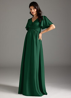 Azazie Verna Robes de demoiselle d'honneur de maternité Robe Trapèze Rayé Longueur ras du sol Satin extensible image4