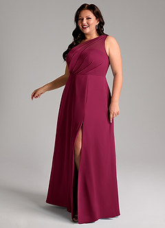 Azazie Phaedra Bridesmaid Dresses Burgundy A-Line One Shoulder Chiffon Dress image12